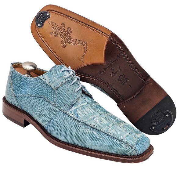 David Eden Other - NEW Vintage Baby Blue Exotic David Eden Crocodile Teju Lizard Men's 7 Dress Shoe